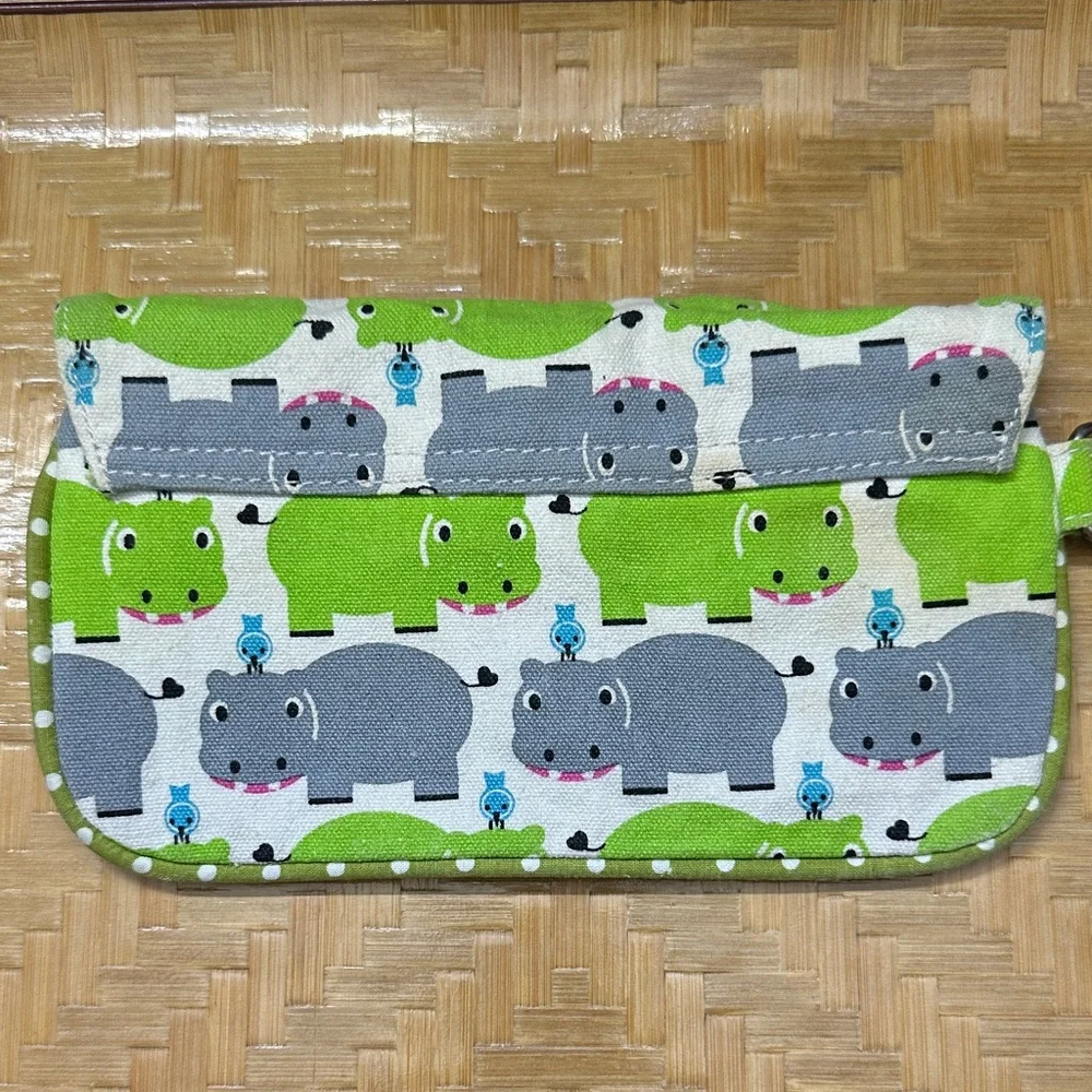 Bungalow 360 Green and Gray Hippo Wristlet